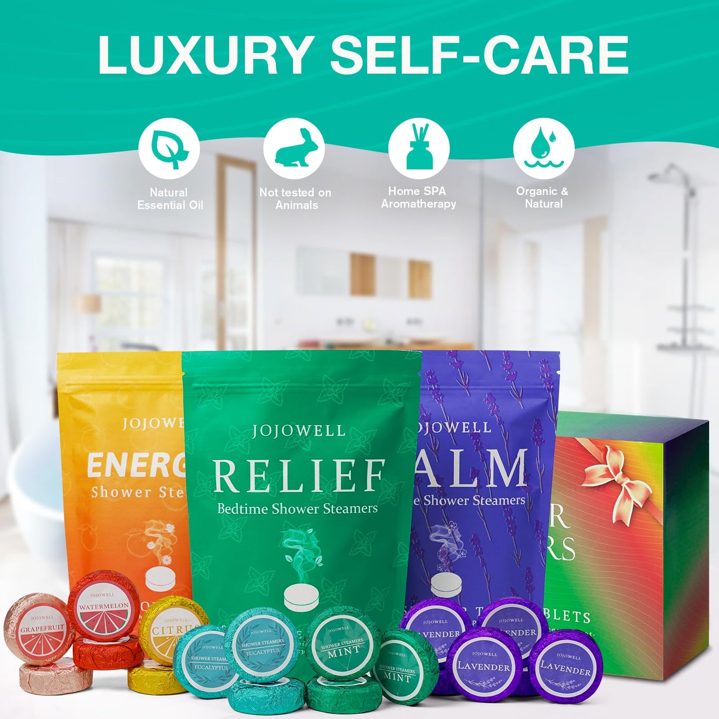 Shower Steamers Aromatherapy - 18 Pack Gifts for Women, Organic Essential Oils, Self Care, Birthday, Mothers Day Gifts for Women, Men, Mom, Dad