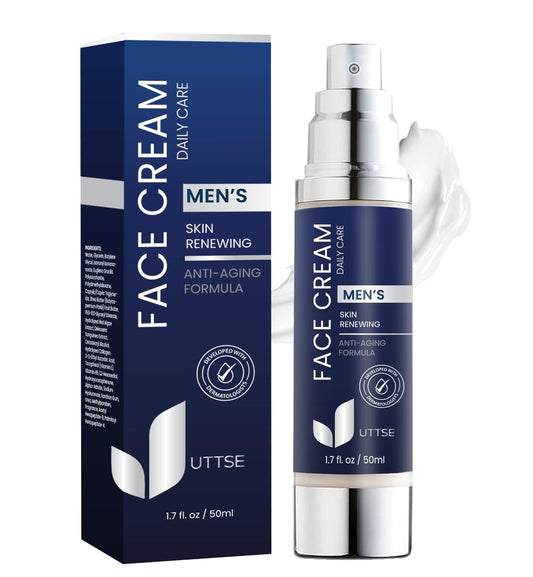 6-in-1 Face Cream for Men: Anti Aging & Wrinkle Cream for Men with Collagen, Hyaluronic Acid, Vitamins E & B, Shea Butter - Dark Spots Remover & Eye Bags Treatment - 1.7 oz.