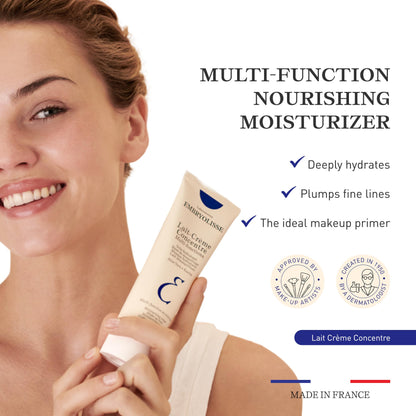 Embryolisse Lait-Crème Concentré Multifunction Daily Moisturizer, Makeup Primer, and Makeup Remover. French Face Cream With Shea Butter & Aloe Vera, Suitable for All Skin Types, 2.54 Fl Oz
